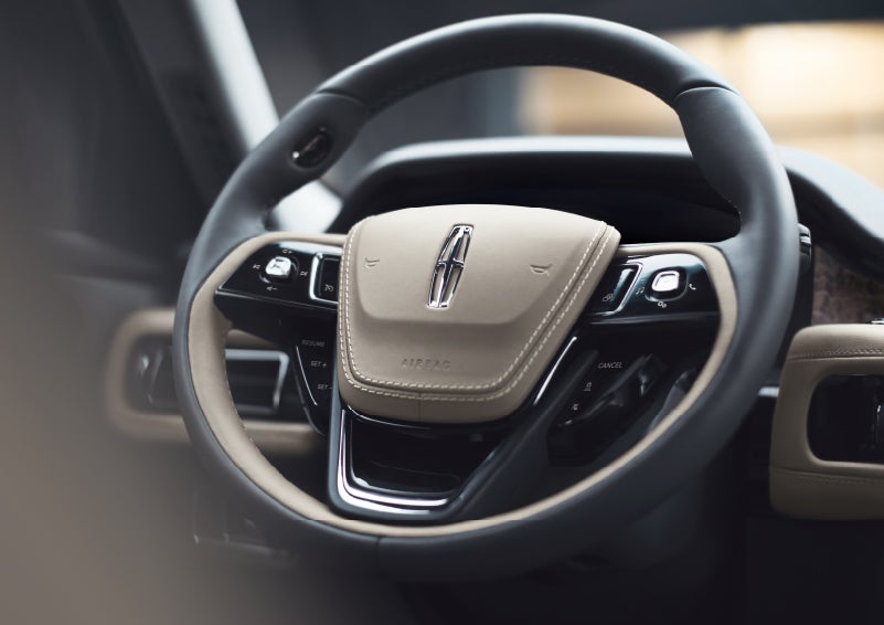 The intuitively placed controls of the steering wheel on a 2024 Lincoln Aviator® SUV | Gates Ford Lincoln in Richmond KY