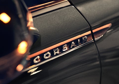 The stylish chrome badge reading “CORSAIR” is shown on the exterior of the vehicle. | Gates Ford Lincoln in Richmond KY