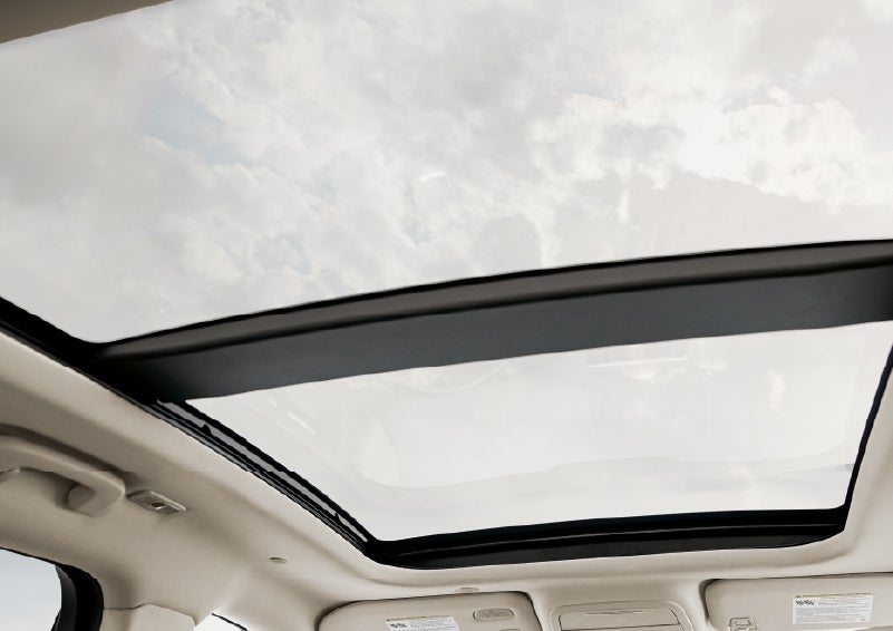The available panoramic Vista Roof® is shown from inside a 2026 Lincoln Corsair® SUV | Gates Ford Lincoln in Richmond KY
